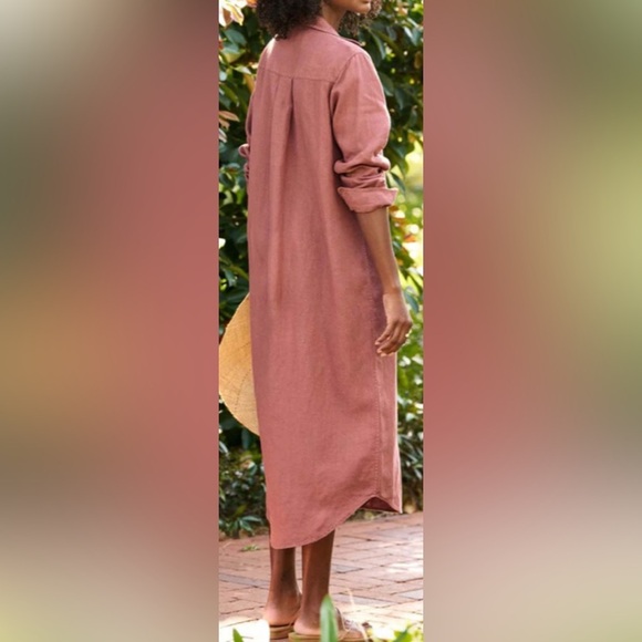Frank & Eileen Rory Maxi Shirtdress Linen Mauve Size XXS - Picture 3 of 10
